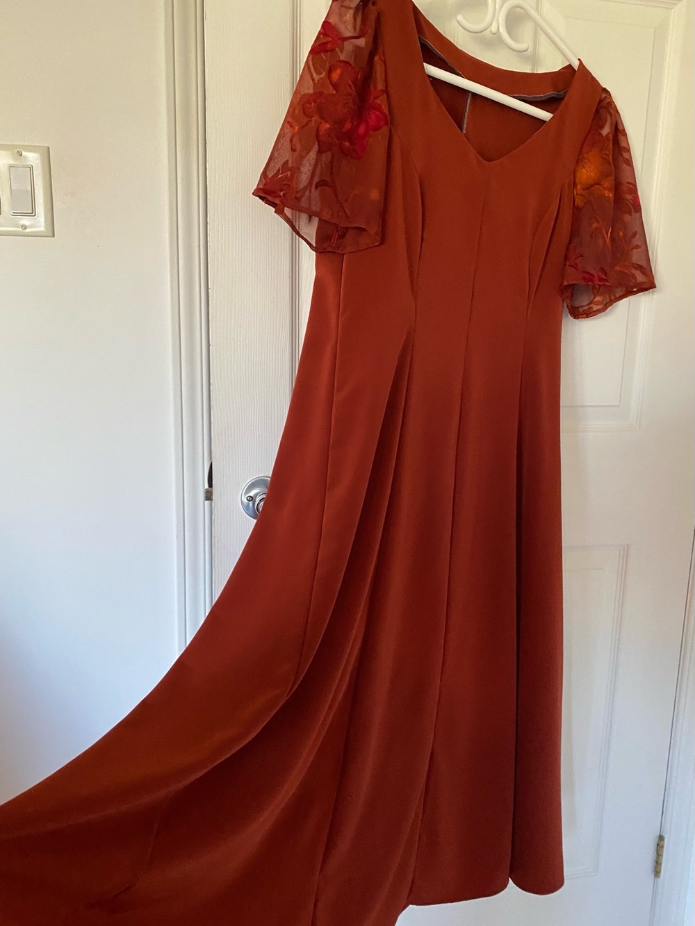 Handmaid Rust Floral Sleeve V-Neck Maxi Dress